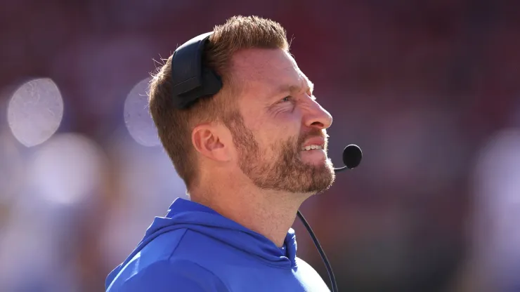 SANTA CLARA, CALIFORNIA - JANUARY 07: Los Angeles Rams head coach Sean McVay looks on during a game against the San Francisco 49ers at Levi's Stadium. 
