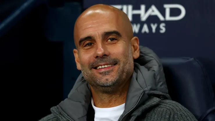 Josep Guardiola, Manager of Manchester City looks on prior to the Carabao Cup Fourth Round match in 2018
