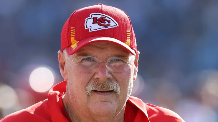 Andy Reid the head coach of the Kansas City Chiefs against the Tennessee Titans at Nissan Stadium on October 24, 2021 in Nashville, Tennessee.
