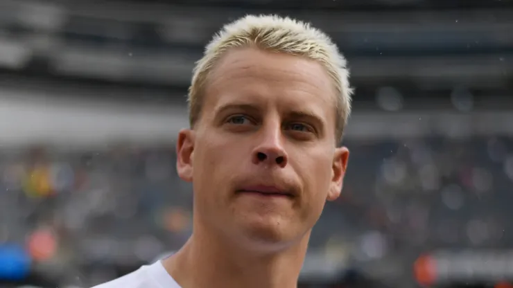 Joe Burrow #9 of the Cincinnati Bengals looks on after a preseason game against the Chicago Bears at Soldier Field on August 17, 2024 in Chicago, Illinois.
