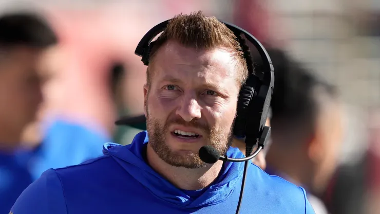 Los Angeles Rams head coach Sean McVay looks on in the first half during a game against the San Francisco 49ers at Levi's Stadium on January 07, 2024 in Santa Clara, California. 
