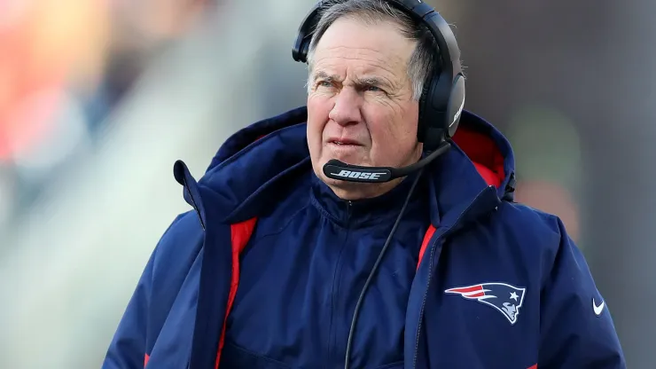 Head coach Bill Belichick of the New England Patriots looks on during the Divisional playoff game against the Los Angeles Chargers at Gillette Stadium on January 13, 2019 in Foxborough, Massachusetts.
