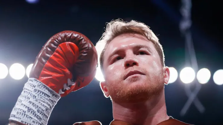 WBC/WBA/WBO super middleweight champion Canelo Alvarez looks on before a title fight at T-Mobile Arena on September 14, 2024 in Las Vegas, Nevada.
