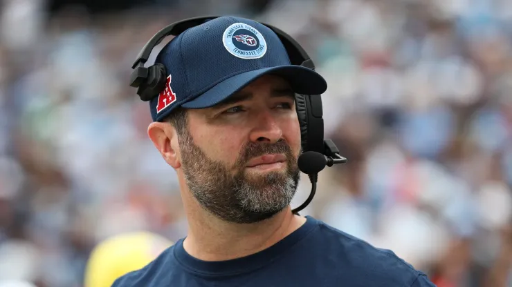 Tennessee Titans head coach Brian Callahan looks on before a game against the New York Jets at Nissan Stadium on September 15, 2024 in Nashville, Tennessee. 
