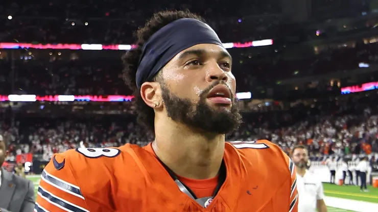 Caleb Williams #18 of the Chicago Bears walks off the field after being defeated by Houston Texans 19-1 at NRG Stadium on September 15, 2024 in Houston, Texas.
