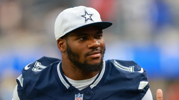 Dallas Cowboys linebacker Micah Parsons 11 running off of the field after a NFL, American Football Herren, USA preseason game between the Dallas Cowboys and the Los Angeles Rams on August 11, 2024, at SoFi Stadium in Inglewood, CA.
