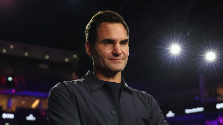 Roger Federer at Uber Arena ahead of the 2024 Laver Cup 
