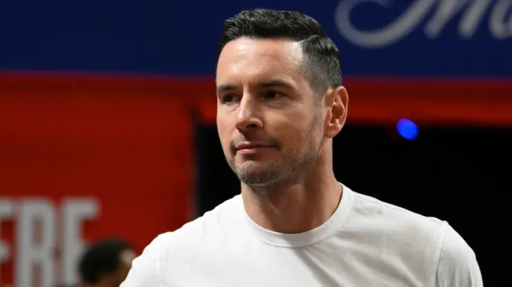 Head coach JJ Redick of the Los Angeles Lakers looks on after the Laker defeated the Atlanta Hawks 87-86 in a 2024 NBA Summer League game at the Thomas & Mack Center.
