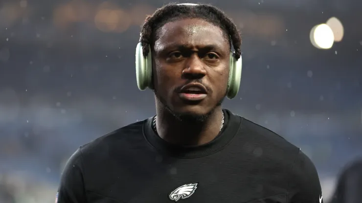 A.J. Brown #11 of the Philadelphia Eagles warms up before a game against the Seattle Seahawks at Lumen Field on December 18, 2023 in Seattle, Washington.
