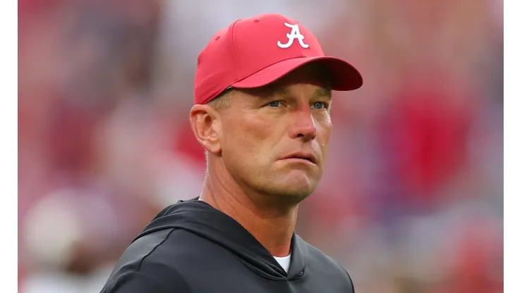 Head coach Kalen DeBoer of the Alabama Crimson Tide looks on before the game against the Georgia Bulldogs at Bryant-Denny Stadium on September 28, 2024 in Tuscaloosa, Alabama.
