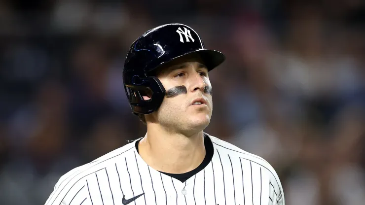 Anthony Rizzo #48 of the New York Yankees in action against the Boston Red Sox] at Yankee Stadium on September 12, 2024 in the Bronx borough of New York City. 
