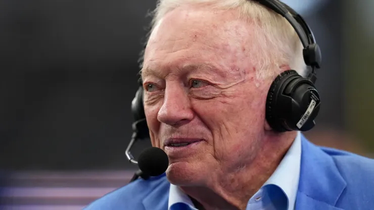 Dallas Cowboys owner Jerry Jones is interviewed before a preseason game against the Los Angeles Chargers at AT&T Stadium on August 24, 2024 in Arlington, Texas.
