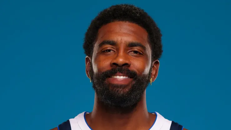 Kyrie Irving #11 of the Dallas Mavericks poses for a portrait during the Dallas Mavericks Media Day 
