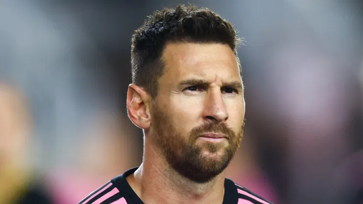 Lionel Messi #10 of Inter Miami looks on prior to a game against the Charlotte FC
