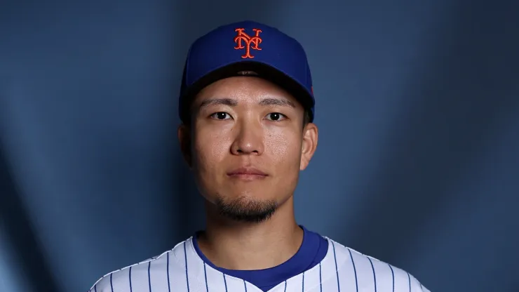 Kodai Senga #34 of the New York Mets poses for a portrait on New York Mets Photo Day at Clover Park on February 22, 2024 in Port St. Lucie, Florida. 
