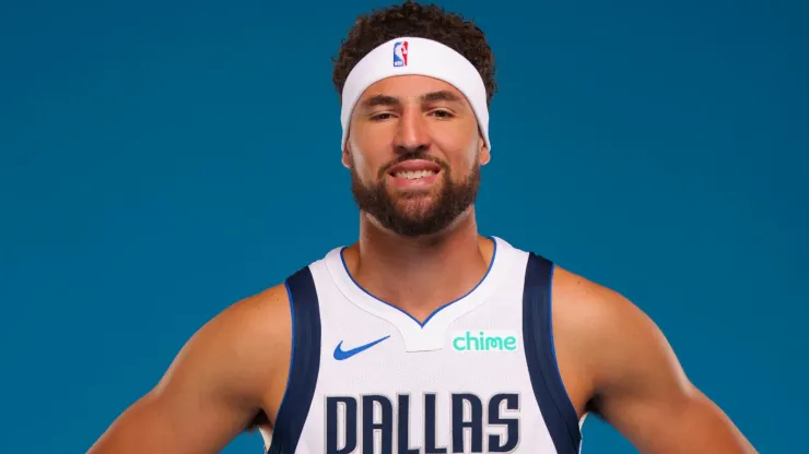 Klay Thompson #31 of the Dallas Mavericks poses for a portrait during the Dallas Mavericks Media Day at Mavericks Training Center on September 30, 2024 in Dallas, Texas.
