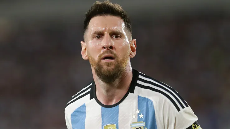 Lionel Messi of Argentina reacts during an international friendly match between Argentina and Panama
