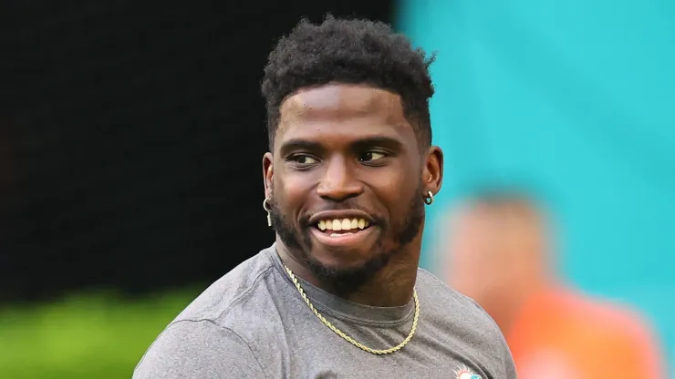 Tyreek Hill #10 of the Miami Dolphins participates in warmups prior to a game against the Dallas Cowboys at Hard Rock Stadium on December 24, 2023 in Miami Gardens, Florida. The Dolphins defeated the Cowboys 22-20.
