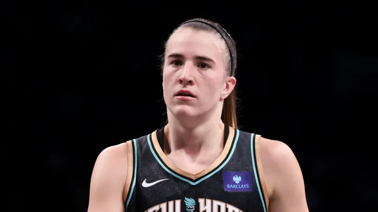  Sabrina Ionescu #20 of the New York Liberty looks on during the second quarter of Game Two of the WNBA Finals 
