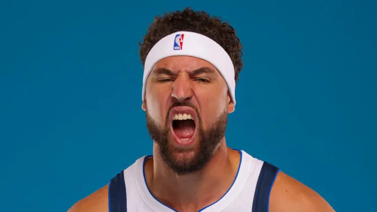 Klay Thompson #31 of the Dallas Mavericks poses for a portrait during the Dallas Mavericks Media Day at Mavericks Training Center on September 30, 2024 in Dallas, Texas.
