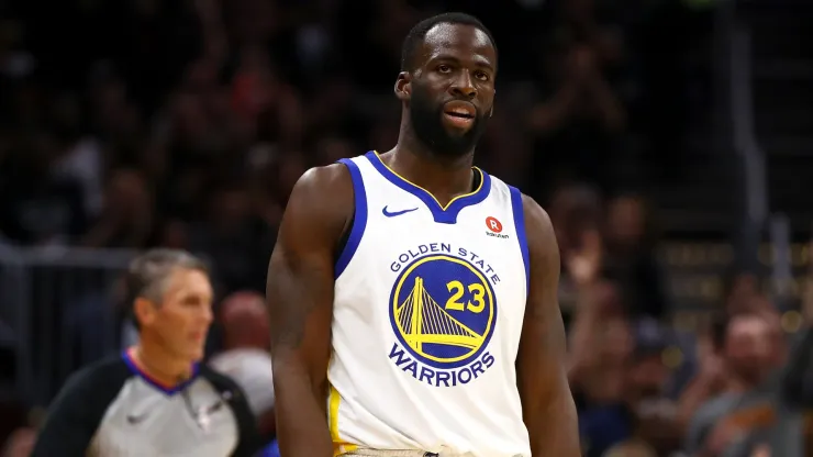 Draymond Green #23 of the Golden State Warriors reacts against the Cleveland Cavaliers
