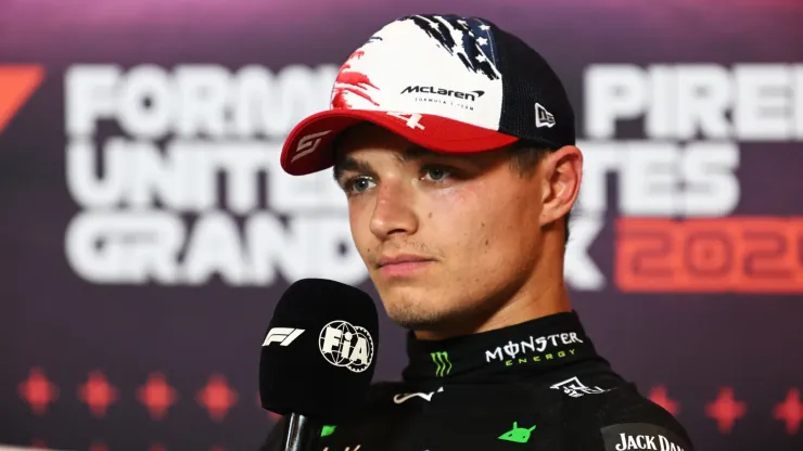 Lando Norris of Great Britain and McLaren attends the press conference after the Sprint ahead of the F1 Grand Prix of United States
