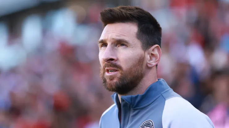 Lionel Messi of Inter Miami warms up in the second half during a game against Toronto FC
