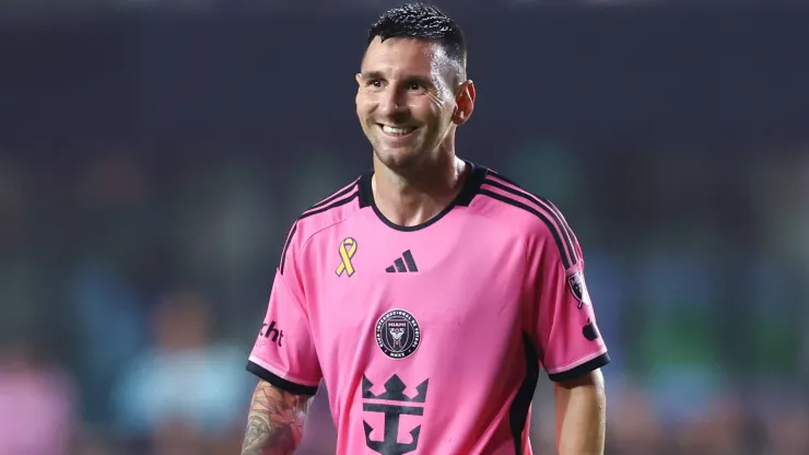 Lionel Messi #10 of Inter Miami reacts during the first half of the game against the Philadelphia Union
