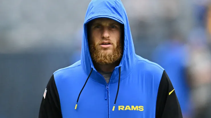 Cooper Kupp #10 of the Los Angeles Rams looks on before the game against the Chicago Bears at Soldier Field on September 29, 2024 in Chicago, Illinois.
