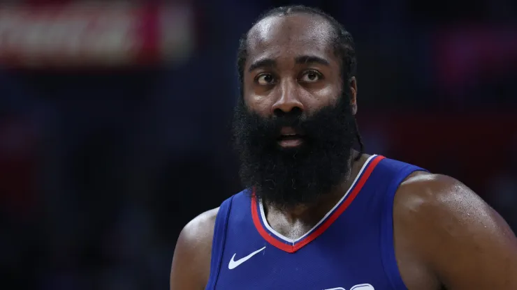 James Harden #1 of the LA Clippers during a 118-100 loss to the Minnesota Timberwolves at Crypto.com Arena on March 12, 2024 in Los Angeles, California. 
