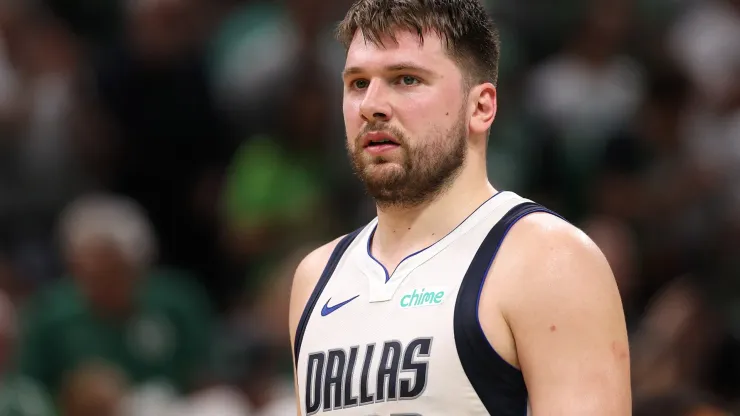 Luka Doncic #77 of the Dallas Mavericks looks on during the second quarter of Game Five of the 2024 NBA Finals against the Boston Celtics at TD Garden on June 17, 2024 in Boston, Massachusetts.
