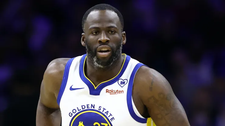 Draymond Green #23 of the Golden State Warriors looks on during the third quarter against the Philadelphia 76ers
