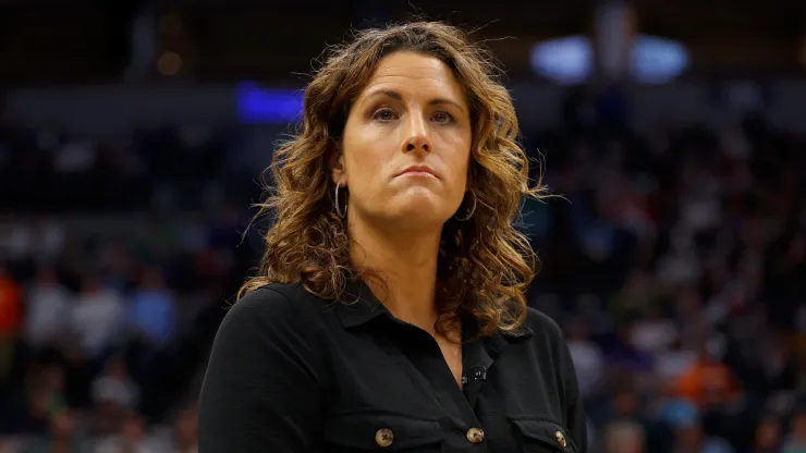 Head coach Stephanie White of the Connecticut Sun looks on prior to the start of of Game Two of the Semi-Finals against the Minnesota Lynx
