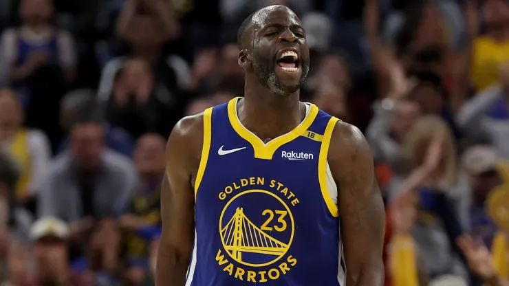 Draymond Green #23 of the Golden State Warriors reacts after making a basket against the New Orleans Pelicans in the second quarter at Chase Center on October 30, 2024 in San Francisco, California. 
