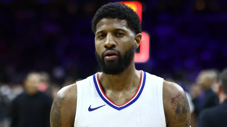  Paul George #13 of the LA Clippers looks on after a game against the Philadelphia 76ers at the Wells Fargo Center on March 27, 2024 in Philadelphia, Pennsylvania. 
