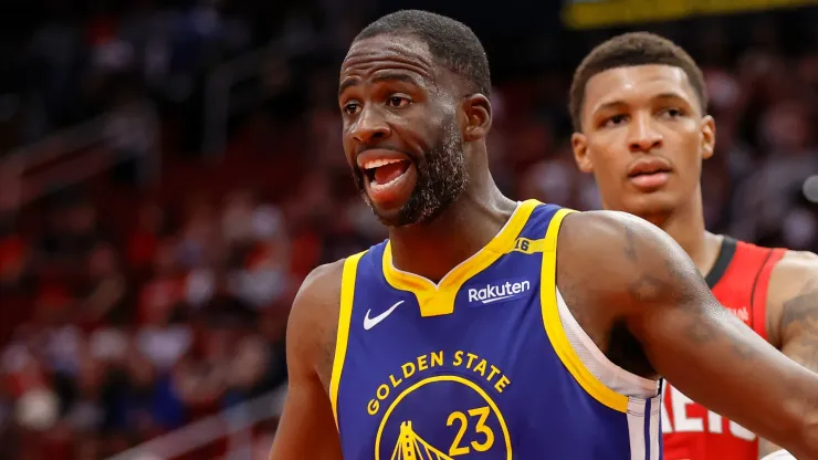 Draymond Green #23 of the Golden State Warriors reacts in the second half against the Houston Rockets at Toyota Center on November 02, 2024 in Houston, Texas. 
