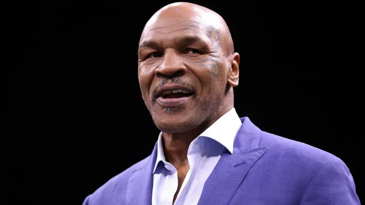 Former Boxer Mike Tyson looks on prior to the Cruiserweight Title fight between Jake Paul and Tommy Fury at the Diriyah Arena on February 26, 2023 in Riyadh, Saudi Arabia.
