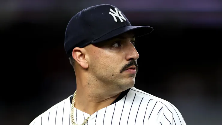 Nestor Cortes #65 of the New York Yankees looks on against the Boston Red Sox at Yankee Stadium on September 12, 2024 in the Bronx borough of New York City.
