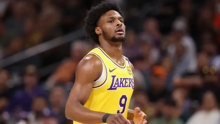 Bronny James #9 of the Los Angeles Lakers during the preseason NBA game at Footprint Center
