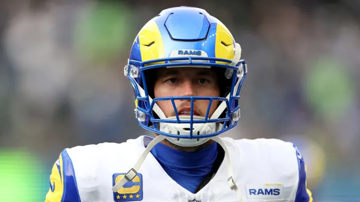 Matthew Stafford #9 of the Los Angeles Rams looks on during the second quarter against the Seattle Seahawks at Lumen Field on November 03, 2024 in Seattle, Washington.
