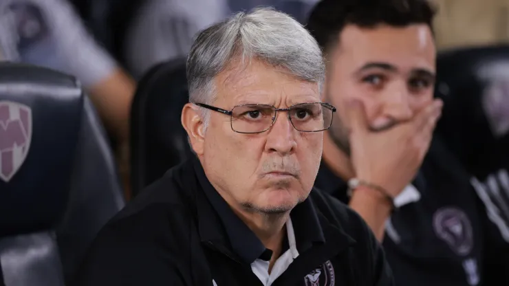  Head coach Tata Martino of Inter Miami looks on against Monterrey prior to the CONCACAF Champions Cup 2024 
