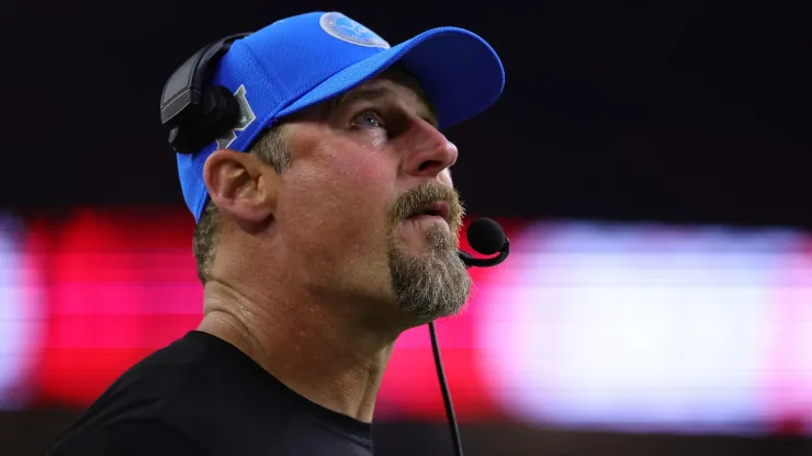 Head coach Dan Campbell of the Detroit Lions looks on during the third quarter against the Houston Texans at NRG Stadium on November 10, 2024 in Houston, Texas. 
