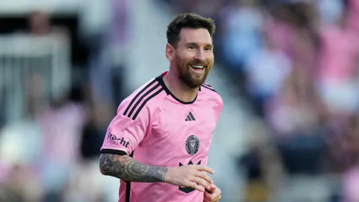 Lionel Messi ionel Messi #10 of Inter Miami CF celebrates after scoring 