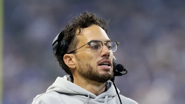 INDIANAPOLIS, INDIANA - OCTOBER 20: Mike McDaniel the head coach of the Miami Dolphins against the Indianapolis Colts at Lucas Oil Stadium on October 20, 2024 in Indianapolis, Indiana.
