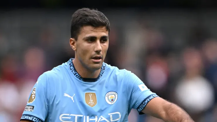 Rodri of Manchester City reacts during the Premier League match
