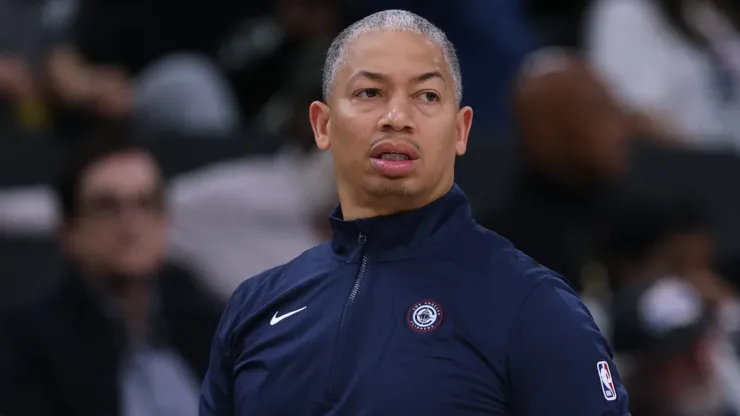 Head coach Tyronn Lue of the LA Clippers watches play during the first half against the Sacramento Kings
