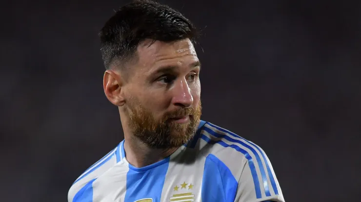 Lionel Messi of Argentina reacts during the match against Bolivia
