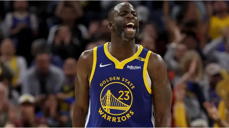 Draymond Green #23 of the Golden State Warriors reacts after making a basket against the New Orleans Pelicans in the second quarter at Chase Center on October 30, 2024 in San Francisco, California. 
