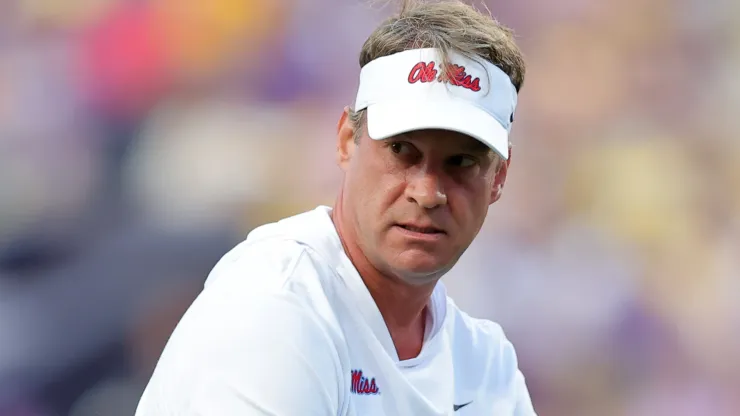 Head coach Lane Kiffin of the Mississippi Rebels reacts before a game against the LSU Tigers at Tiger Stadium on October 12, 2024 in Baton Rouge, Louisiana.
