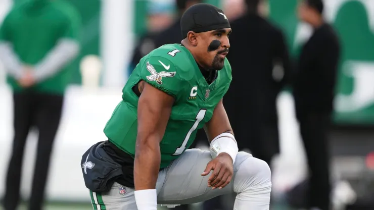 Philadelphia Eagles quarterback Jalen Hurts (1) looks on during the game between the Philadelphia Eagles and the Jacksonville Jaguars on November 3, 2024 at Lincoln Financial Field in Philadelphia, PA.
